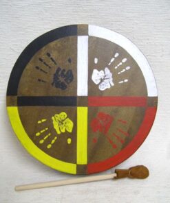 Native American Cherokee Made Painted Buffalo Drum