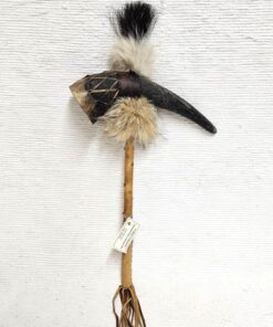 Native American Cherokee Made Ceremonial Buffalo Horn Rattle