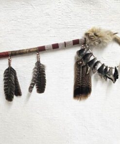 Vintage Native American Plains Made Ceremonial Dance Stick with Deer Antler and Deer Toes